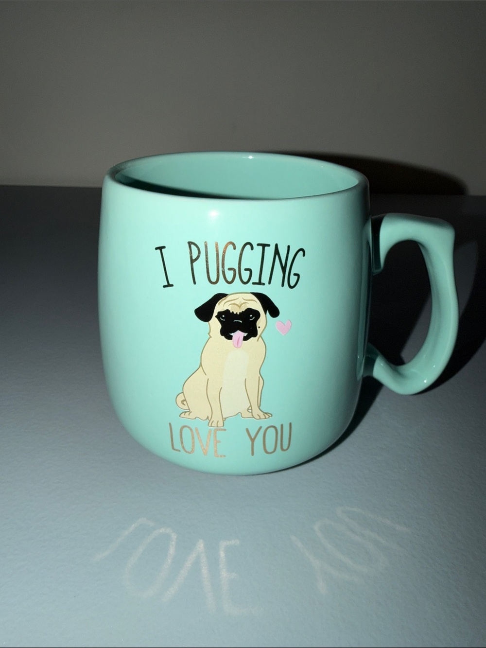 Mint Green 'I Pugging Love You' Pug Mug